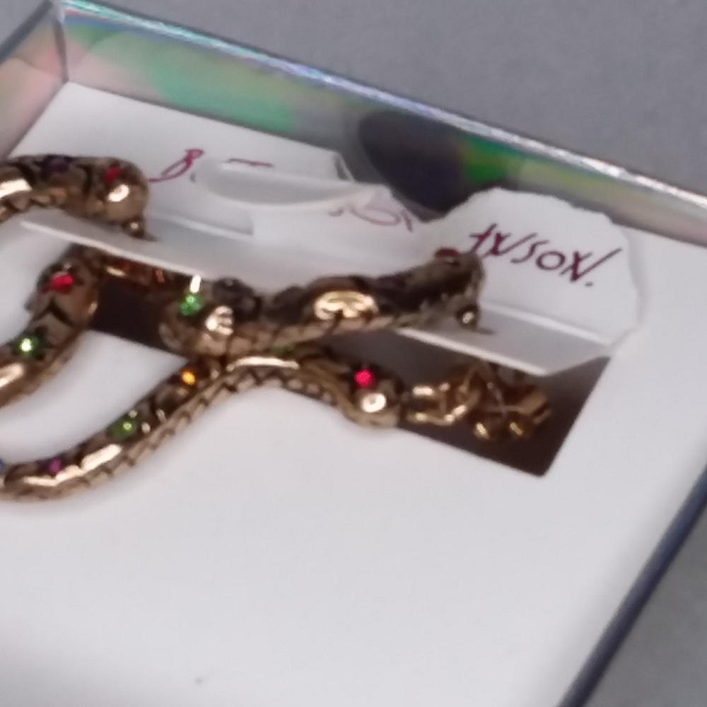 Dangle Pierce Snake Earrings Multi-Color Gold Ton… - image 3